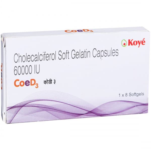 Coe D3 60000 IU Soft Gelatin Capsule (8 Cap)