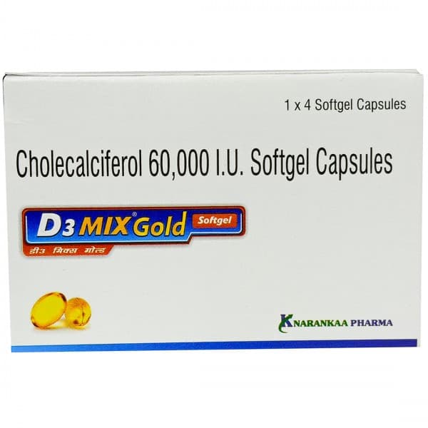 D3 Mix Gold 60000 IU Softgel Capsule (4 Cap)