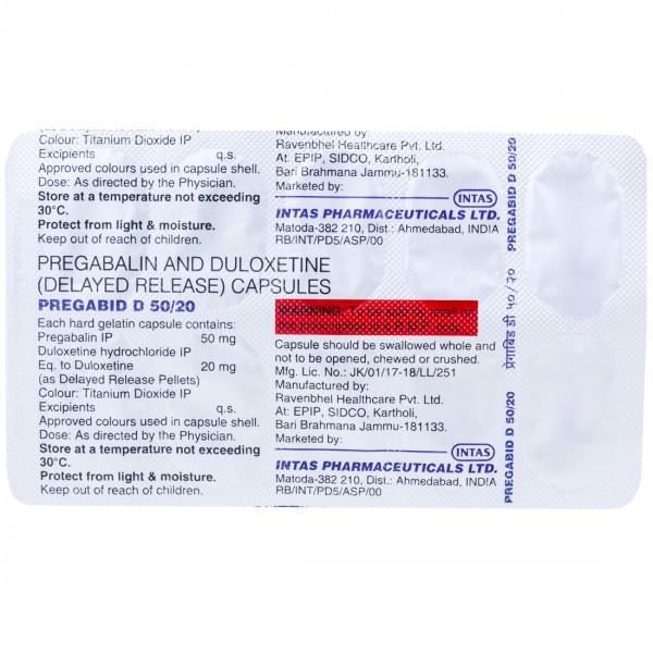 Pregabid D 50/20 mg Capsule (10 Cap)
