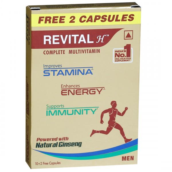 Revital H Complete Multivitamin for Men with Natural Ginseng (Free 2 Capsules) 10 Capsules
