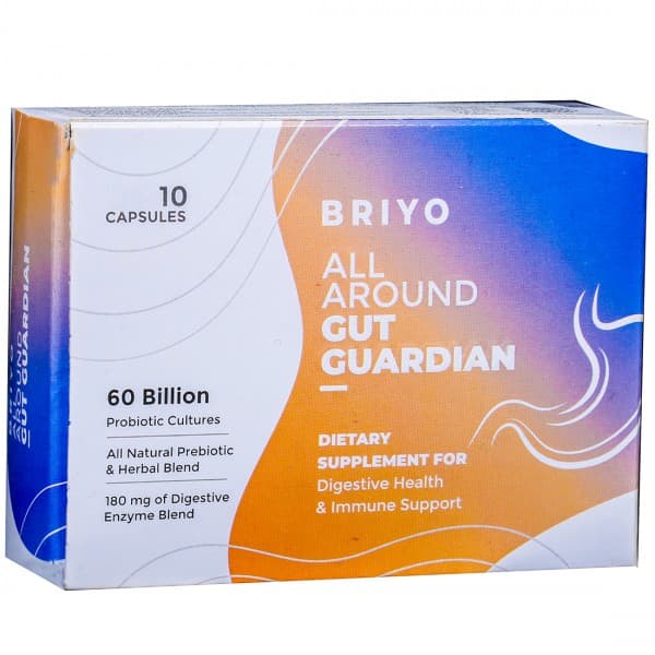 Briyo All Around Gut Guardian Probiotics 60 Billion CFU with digestive enzymes & prebiotics 10 Capsules