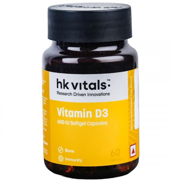 HK Vitals Vitamin D3 600 IU 60 Softgel Capsules