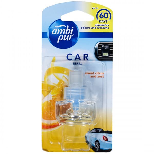 Ambipur Car Vent Perfume Sweet Citrus And Zest Car Air Freshener Refill 7.5 ml