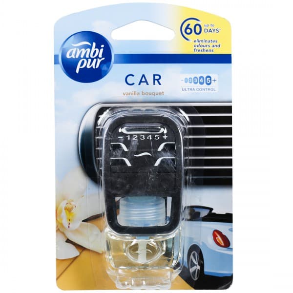 Ambipur Car Vent Perfume Car Air Freshener Vanilla Bouquet Starter & Refill 7.5 ml