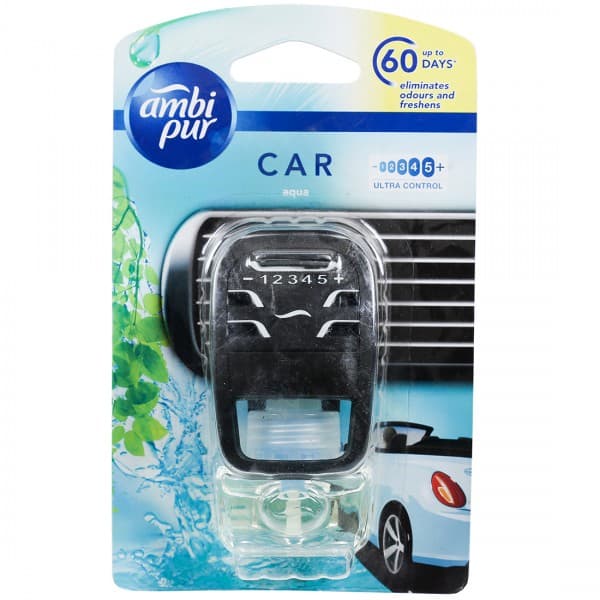 Ambipur Car Vent Perfume Aqua Car Air Freshener Refill With Starter 7.5 ml