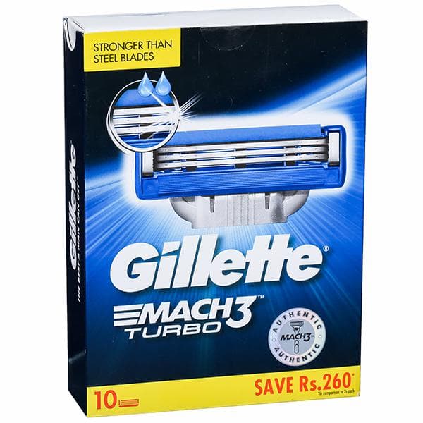 Gillette Mach 3 Turbo Cartridges (Save Rs 260) Pack Of 10
