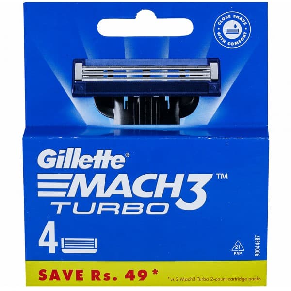 Gillette Mach 3 Turbo Cartridges (Save Rs 49) Pack Of 4