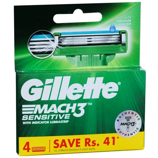 Gillette Mach 3 Sensitive Cartridges (Save Rs 41) Pack Of 4