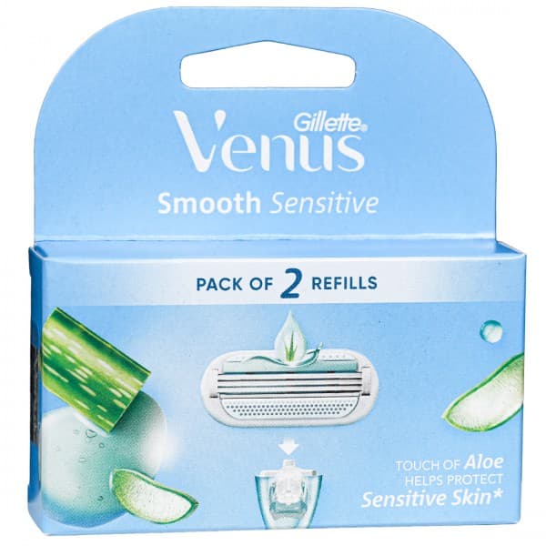 Gillette Venus Smooth Sensitive Cartridges with Aloe Pack Of 2