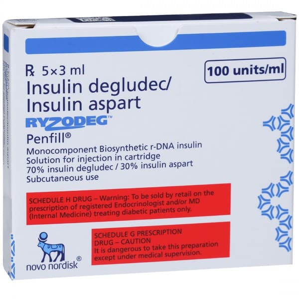 Ryzodeg Penfill 100 Iu/ml 3 ml Cartridge (5 Cartridge)