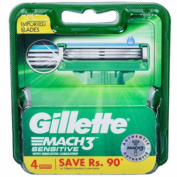 Gillette Mach 3 Sensitive Cartridges (Save Rs. 90) Pack Of 4