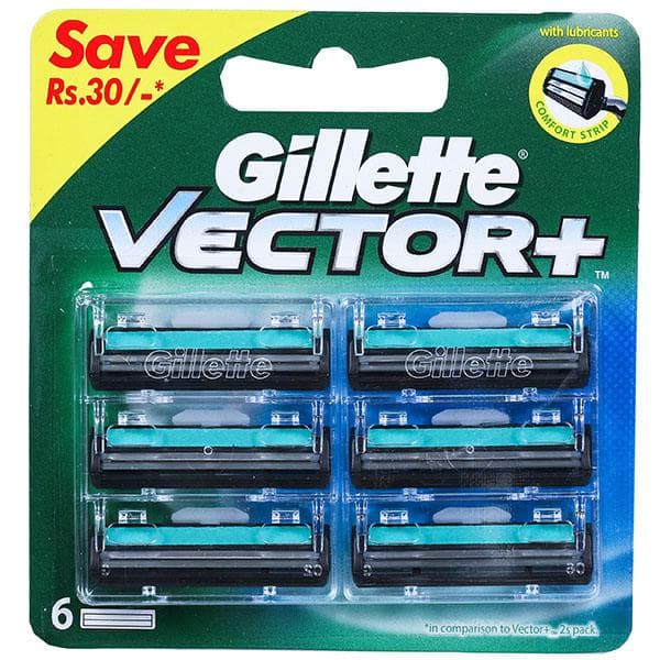 Gillette Vector+ Cartridges (Save Rs.30/-) Pack Of 6
