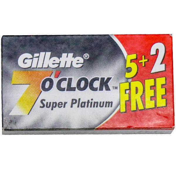 Gillette (7) O Clock Super Platinum Blades (Free 2 Blades) Pack Of 5