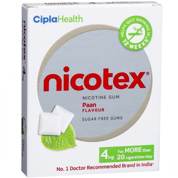 Nicotex Paan Flavour Sugar Free Chewing Gum 4 mg (12 Gums)