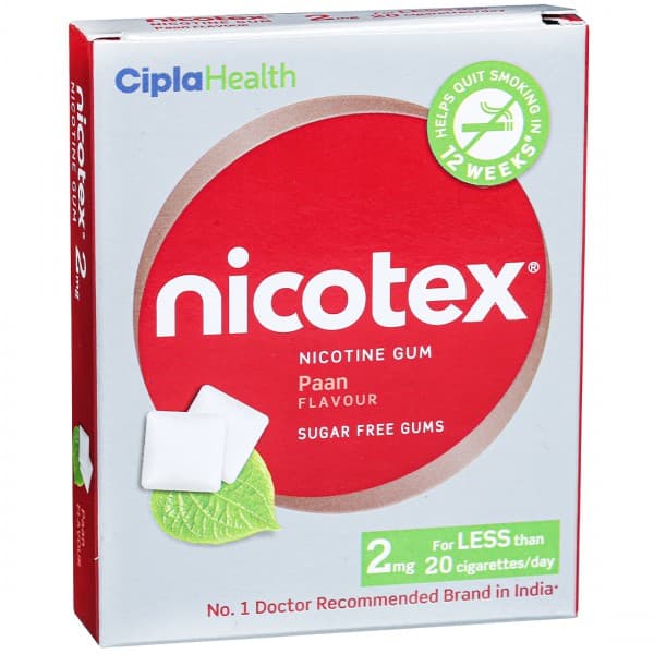 Nicotex 2 mg Paan Flavour Sugar Free 12 Chewing Gums