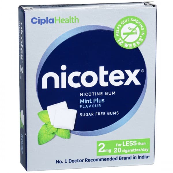 Nicotex 2 mg Mint Plus Flavour Sugar Free 12 Chewing Gums
