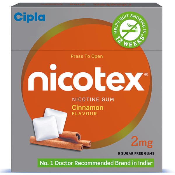 Nicotex 2 mg Cinnamon Flavour Sugar Free 9 Chewing Gums