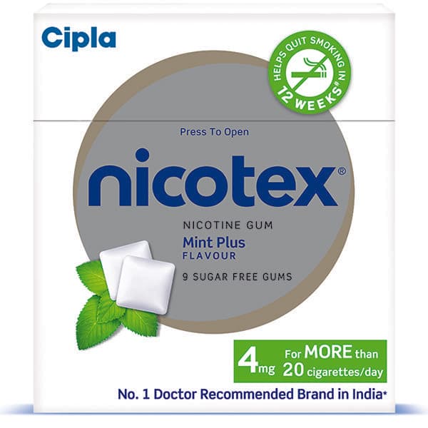 Nicotex Mint Plus Flavour Sugar Free Chewing Gum 4 mg (9 Gum)