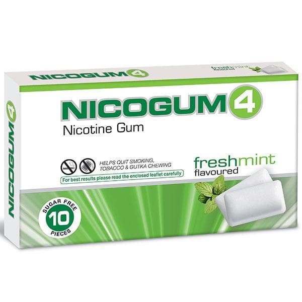 Nicogum 4 mg Sugar Free Freshmint Flavoured Chewing Gum (10 Gum)