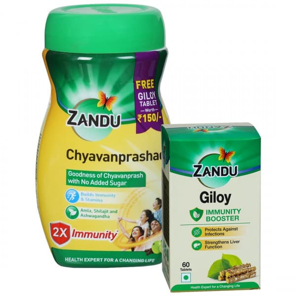 Zandu Chyavanprashad No Added Sugar Jar 2X Immunity (Free Giloy 60 Tablets) 900 g