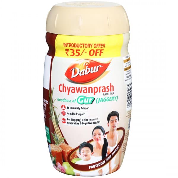 Dabur Chyawanprash Goodness of Gur Jaggery No Added Sugar Jar 3X Immunity Action (Rs 35 off) 900 g