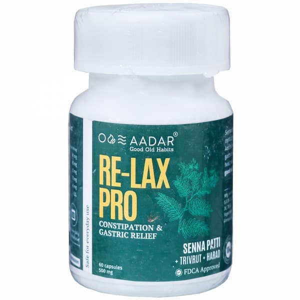 Aadar Good Old Habits Re-Lax Pro Senna Patti + Trivrut + Harad 500 mg 60 Capsules
