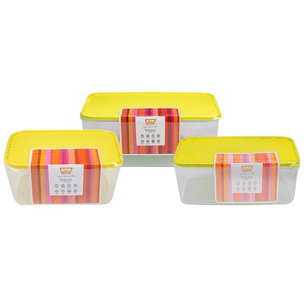 All Time Polka Container Yellow (1 x 4500ml,1 x 3000ml & 1 x 1800ml) Pack Of 3