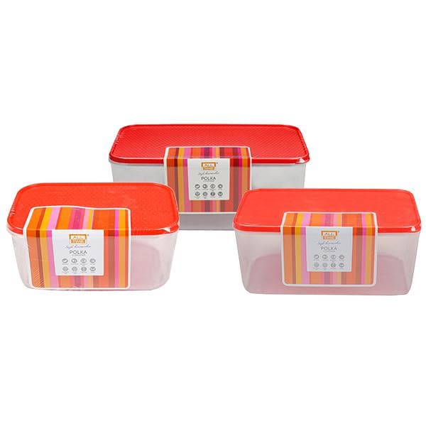 All Time Polka Container Red (1 x 4500ml,1 x 3000ml & 1 x 1800ml) Pack Of 3