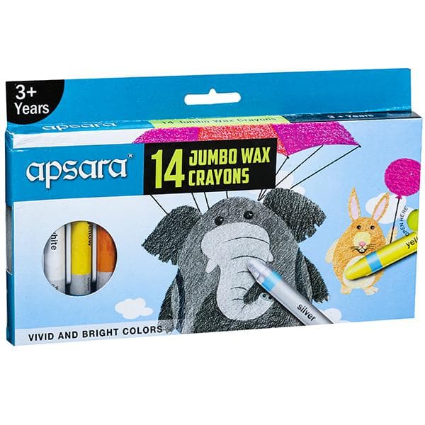 Apsara 3+ Years Jumbo Wax Crayons 109730001 14 Shades