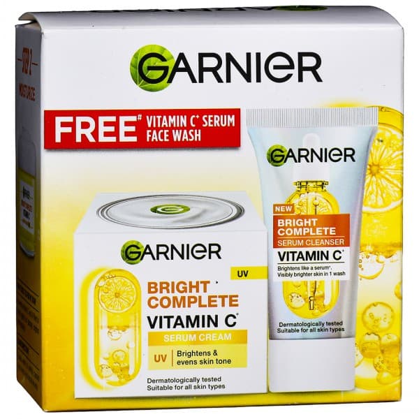 Garnier Bright Complete Vitamin C+ Serum Cream (Free Garnier Bright Complete Vitamin C+ Serum Face Wash 24 g) 23 g