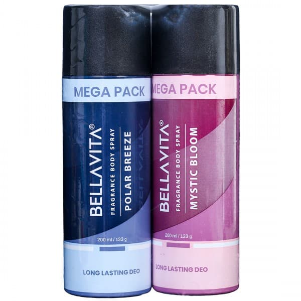 Bellavita Polar Breeze & Mystic Bloom Fragrance Body Spray Pack Of 2 x 200 ml