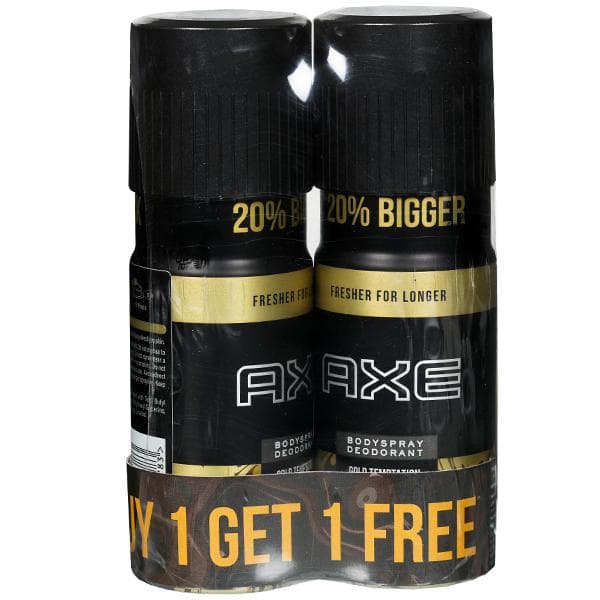 Axe Gold Temptation Mega Pack Body Spray Deodorant (Buy 1 Get 1 Free) 2 x 180 ml
