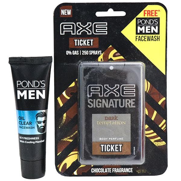 Axe Signature Dark Temptation Ticket Body Perfume (Ponds Men Oil Clear Facewash 15 g) 17 ml