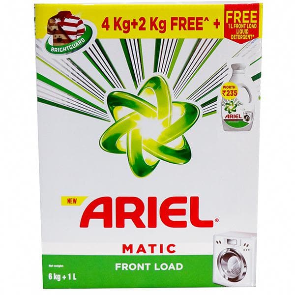 Ariel Matic Front Load Detergent Powder (Free 2 kg & Ariel Front Load Liquid Detergent 1 L) 4 kg