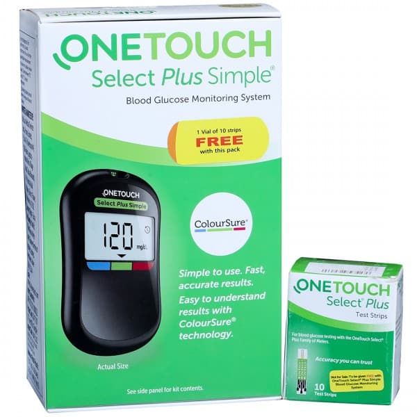 OneTouch Select Plus Simple Blood Glucose Monitoring System (Free 1 Vial Of 10 Strips)