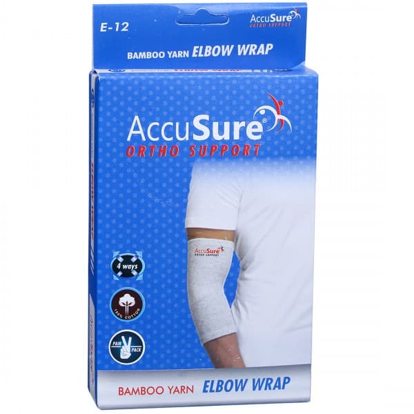 Accusure Ortho Support Bamboo Yarn Elbow Wrap M Pack Of 2