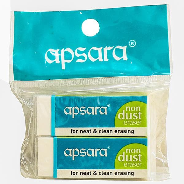 Apsara Non Dust Erasers 60 mm x 21 mm x 11 mm 102301002 Pack Of 2