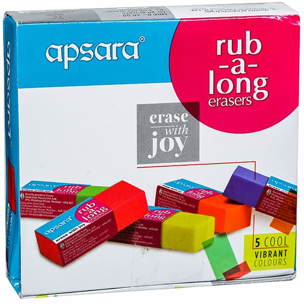 Apsara Rub-a-Long Eraser 14 mm x 10 mm Assorted 102310002 Pack Of 20
