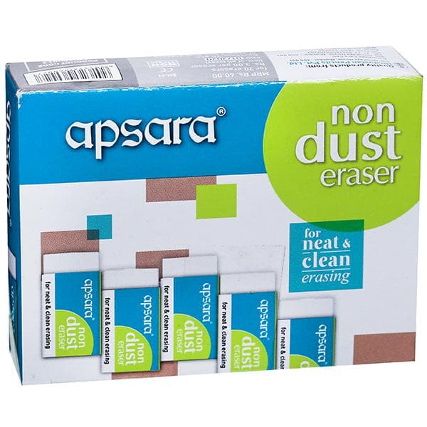 Apsara Non Dust Erasers 33 mm x 17 mm x 10 mm 102300012 Pack Of 20
