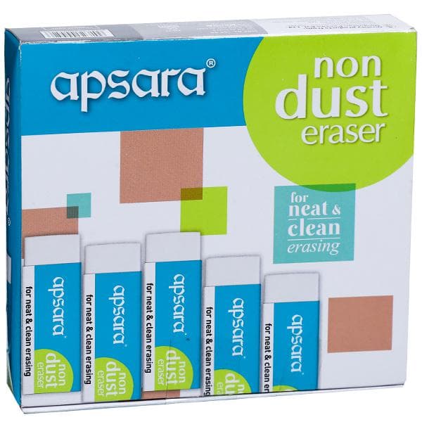 Apsara Non Dust Erasers 60 mm x 21 mm x 11 mm 102301001 Pack Of 20