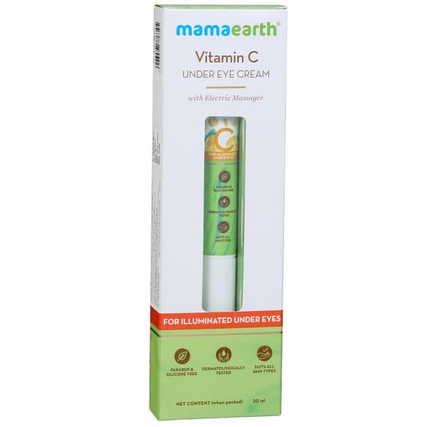 Mamaearth Vitamin C Under Eye Cream with Electric Massager for Illuminated Under Eyes 20 ml