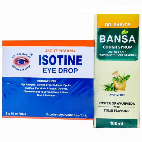 Isotine Eye Drop Vials (Free Dr. Basu's Bansa Cough Syrup 100 ml) 6 x 10 ml