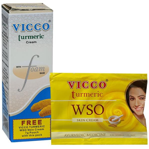 Vicco Turmeric Cream With Foam Base (Free Vicco Turmeric WSO Skin Cream 7 g) 30 g