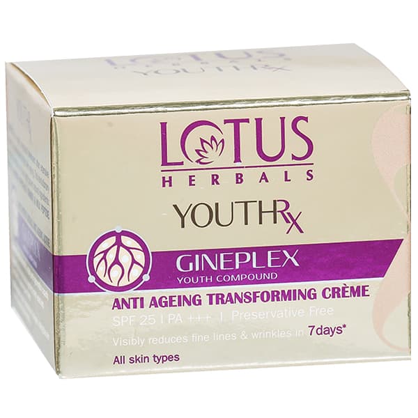 Lotus Herbals YouthRx Gineplex Anti-Ageing Transforming SPF-25 PA+++ Preservative Free Creme 10 g