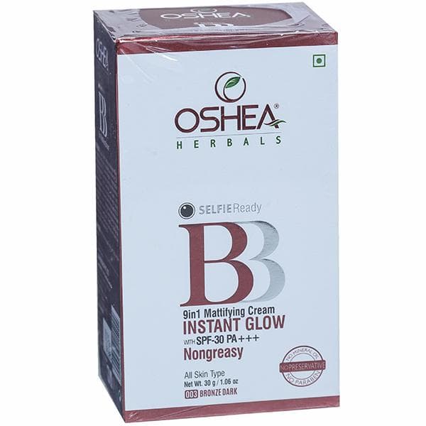 Oshea Herbals BB Instant Glow Spf 30 pa+++ Nongreasy 9in1 Mattifying Cream 003 Bronze Dark 30 g