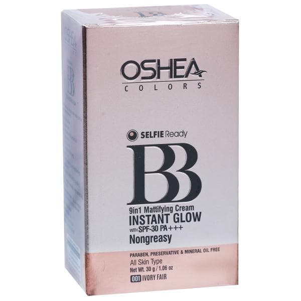 Oshea Colors BB Instant Glow Spf 30 pa+++ Nongreasy 9in1 Mattifying Cream 001 Ivory Fair 30 g