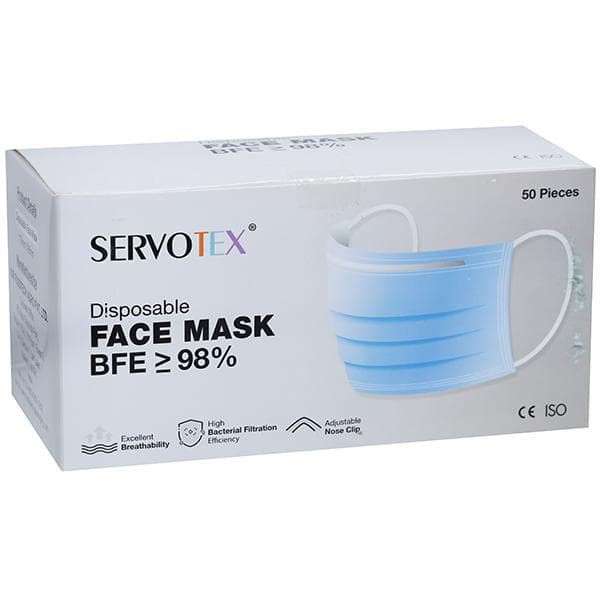 Surgical Face Mask with Nosepin 3 Ply 7" x 4" Pack Of 50