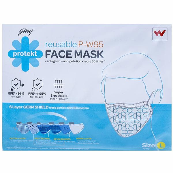 Godrej Protekt Reusable P-W95 Face Mask White L