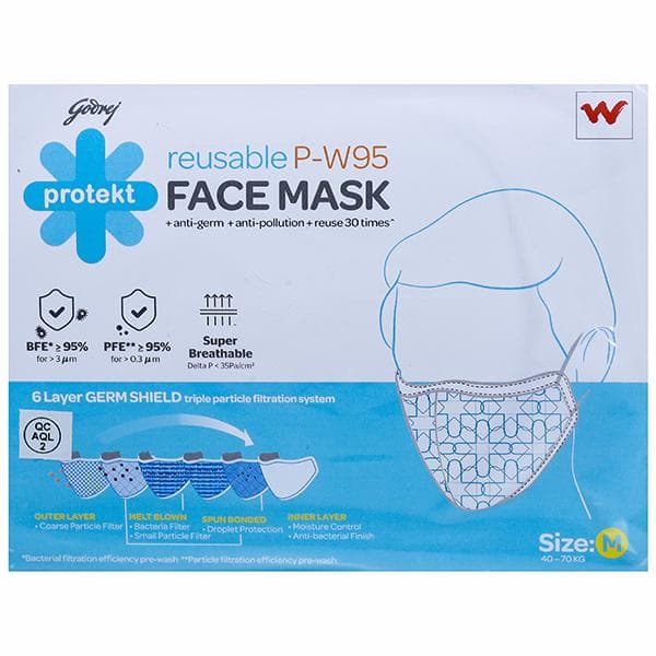 Godrej Protekt Reusable P-W95 Face Mask White M