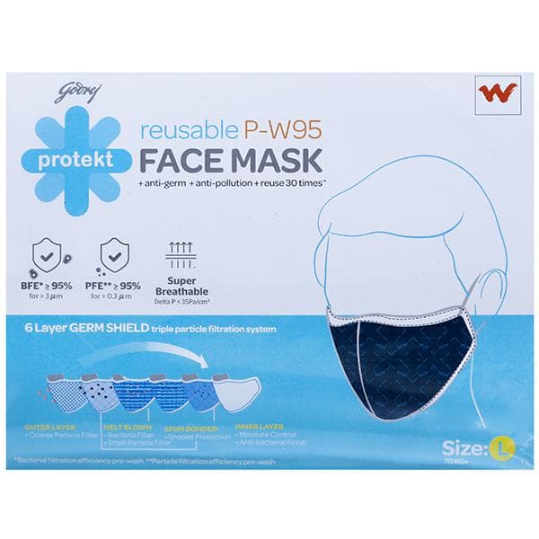 Godrej Protekt Reusable P-W95 Face Mask Navy Blue L